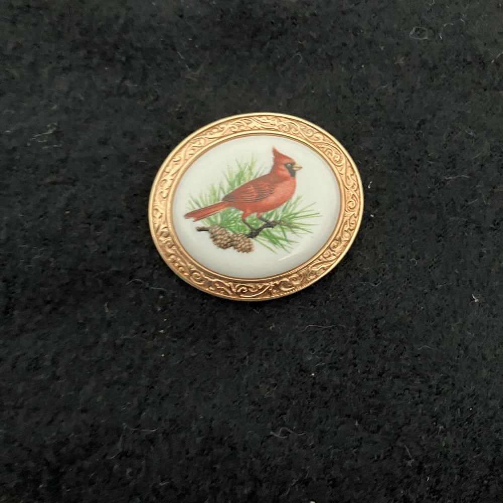 Vintage Avon, cardinal brooch that can be changed to a pendant.